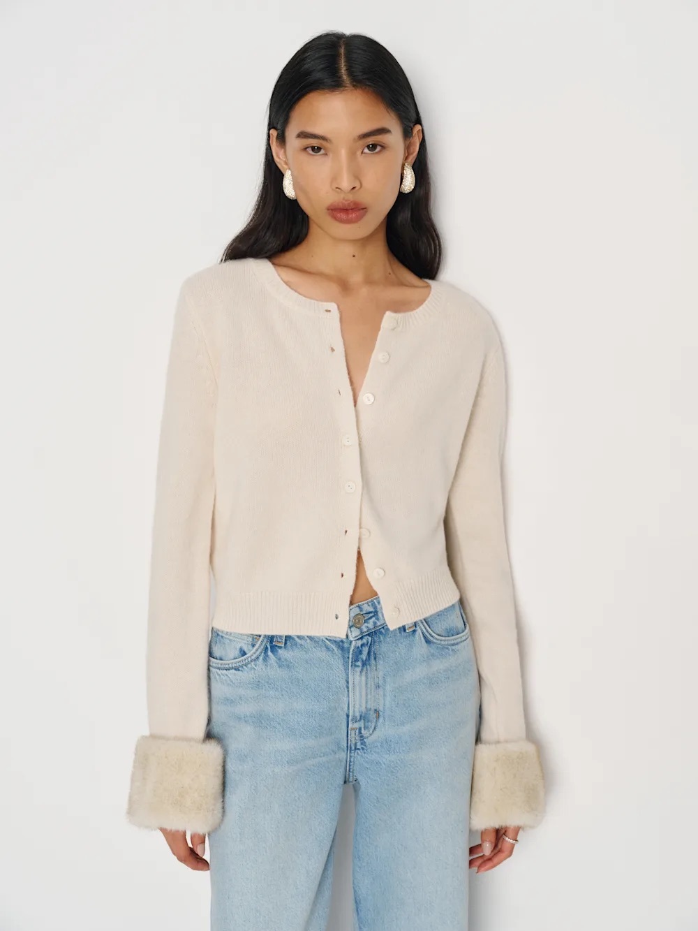 REFORMATION Clara Cashmere Crew Cardigan
